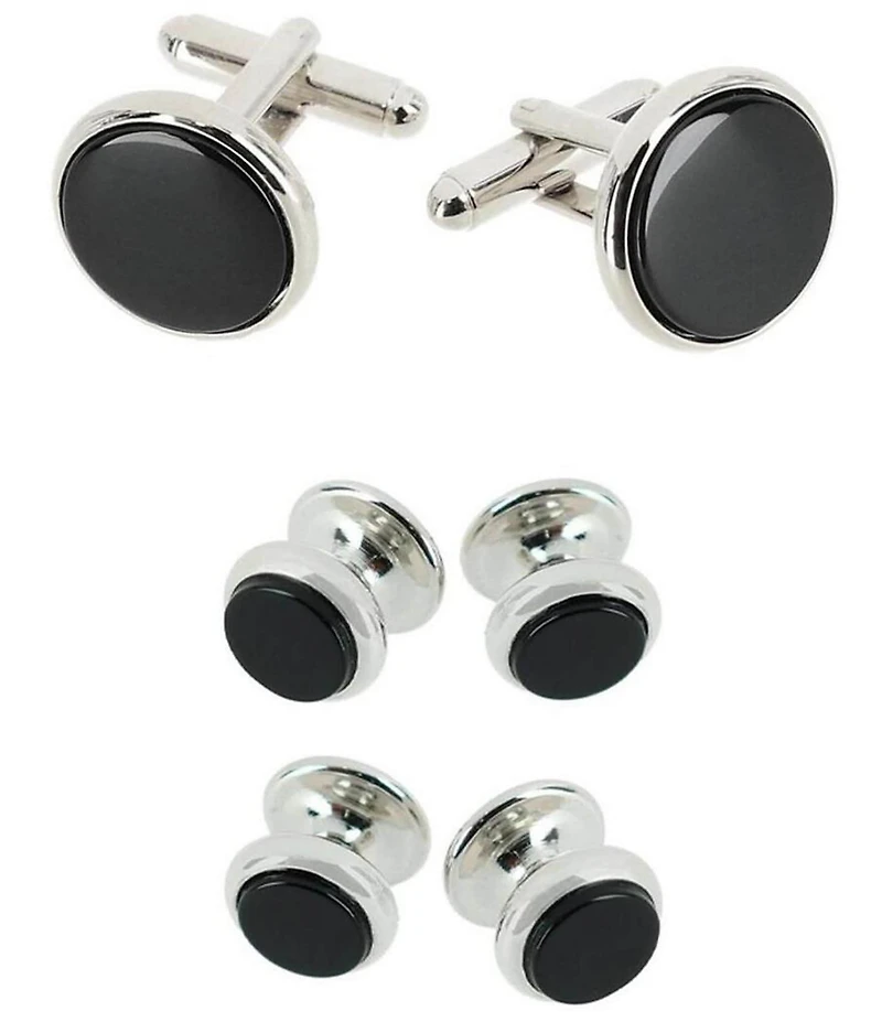 Trafalgar Sutton Round Genuine Onyx Formal Cuffs & Links 6-Piece Set