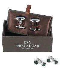 Trafalgar Sutton Round Genuine Onyx Formal Cuffs & Links 6-Piece Set