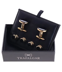Trafalgar Sutton Round Genuine Onyx Formal Cuffs & Links 6-Piece Set
