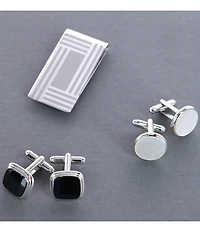 Trafalgar Sutton Round Mother Of Pearl Rhodium Cuff Links