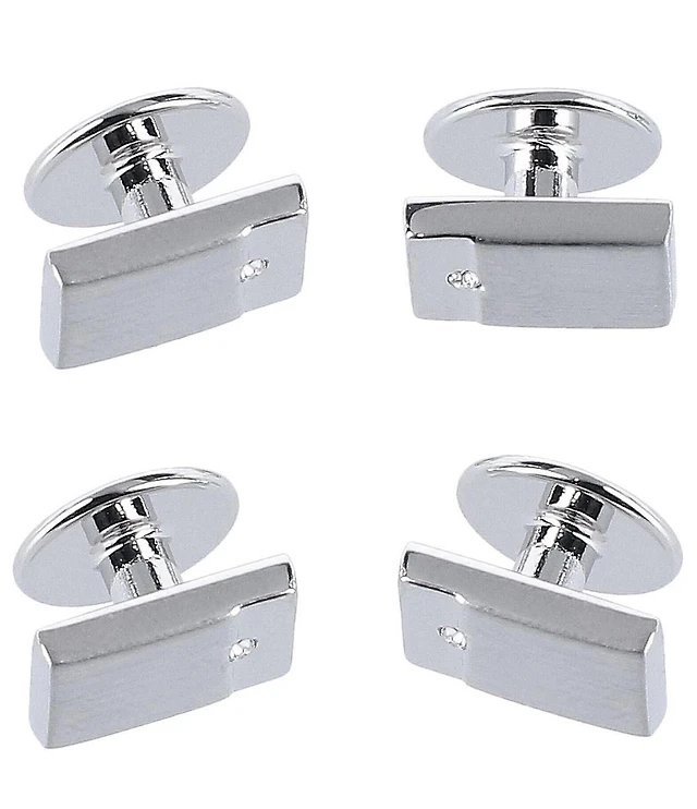 Trafalgar The Knigsley Rhodium And Czech Crystal Formal Cuffs & Links 6-Piece Set