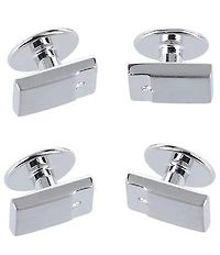 Trafalgar The Knigsley Rhodium And Czech Crystal Formal Cuffs & Links 6-Piece Set