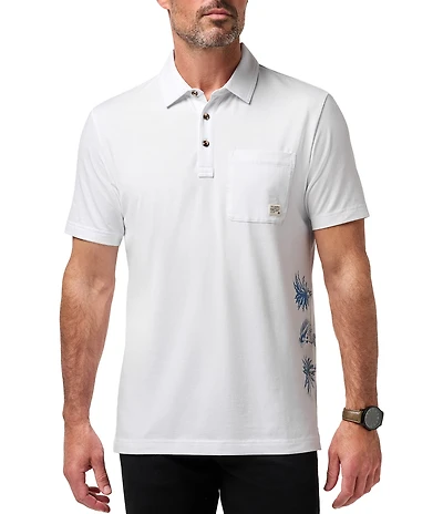 TravisMathew Comfortknit Deep Sea Short Sleeve Polo Shirt