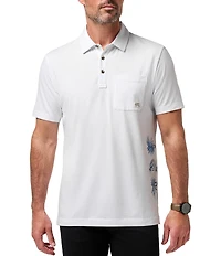 TravisMathew Comfortknit Deep Sea Short Sleeve Polo Shirt