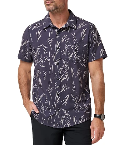 TravisMathew In The Clubhouse Floral Print Short Sleeve Woven Shirt