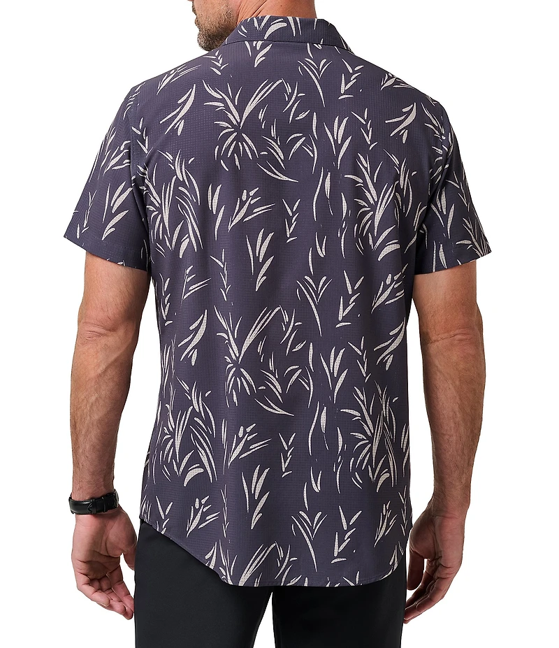 TravisMathew In The Clubhouse Floral Print Short Sleeve Woven Shirt