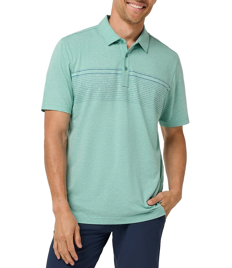 TravisMathew Performance Jersey Ocean Short Sleeve Polo Shirt