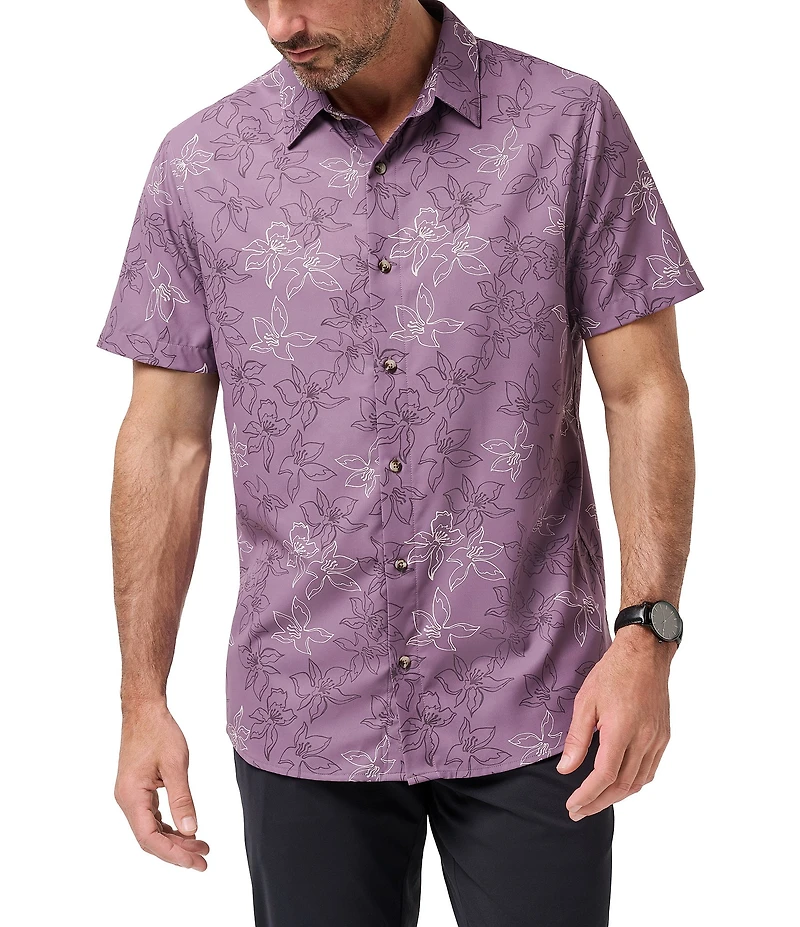 TravisMathew TechWoven Salt Or Sugar Floral Print Short Sleeve Woven Shirt