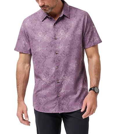 TravisMathew TechWoven Salt Or Sugar Floral Print Short Sleeve Woven Shirt