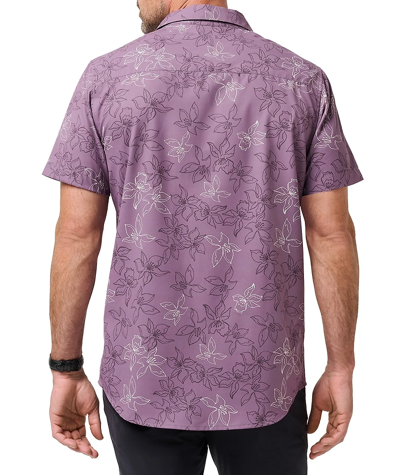 TravisMathew TechWoven Salt Or Sugar Floral Print Short Sleeve Woven Shirt