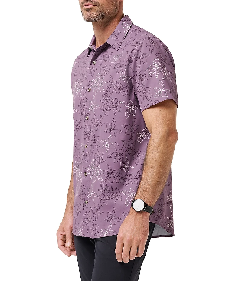 TravisMathew TechWoven Salt Or Sugar Floral Print Short Sleeve Woven Shirt
