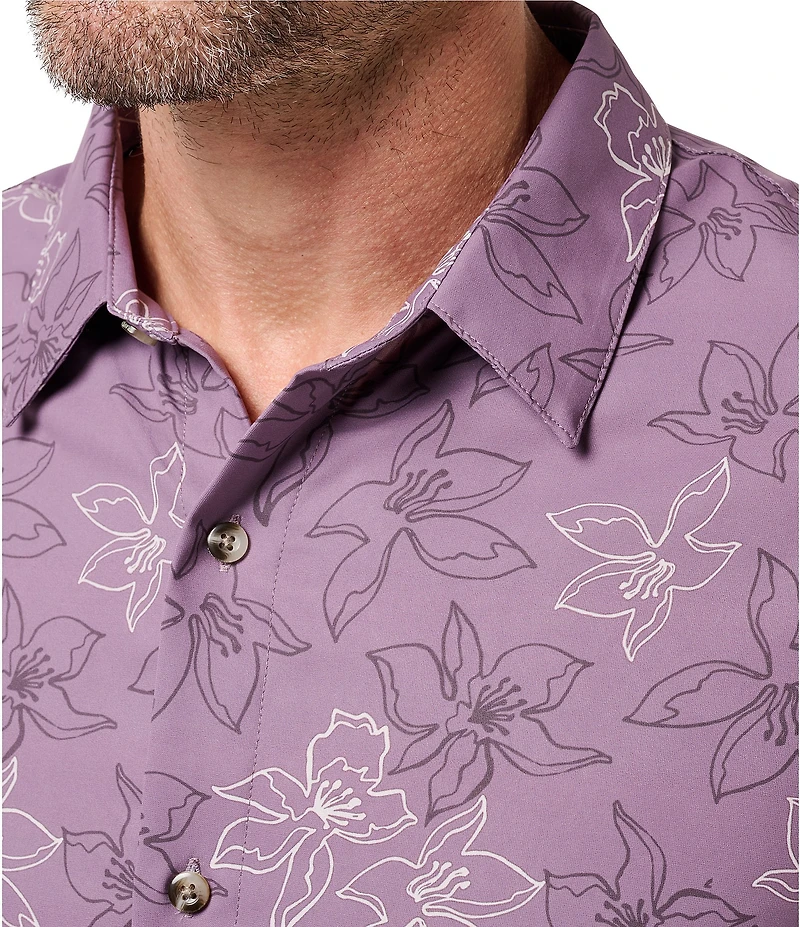 TravisMathew TechWoven Salt Or Sugar Floral Print Short Sleeve Woven Shirt