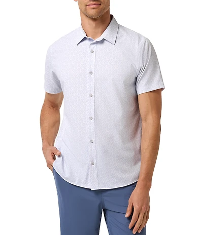 TravisMathew Techwoven Sunlight Floral Print Short Sleeve Woven Shirt