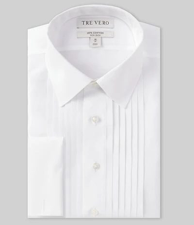 Tre Vero Classic Fit Non Iron Spread Collar French Cuff Poplin Tuxedo Dress Shirt
