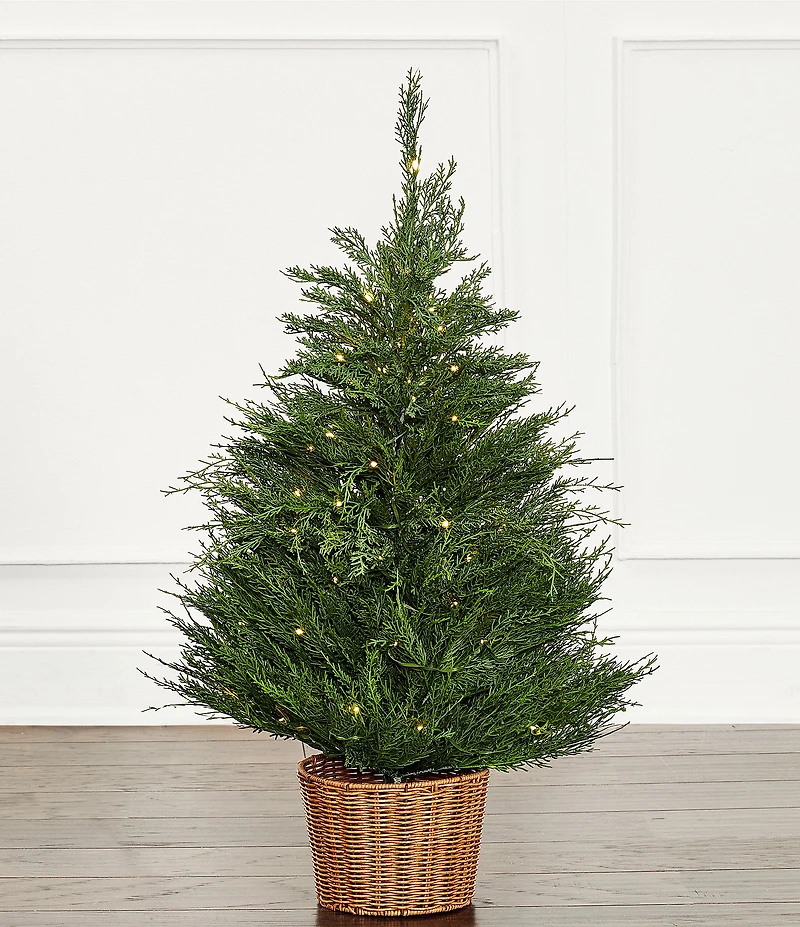 Trimsetter 3-ft. Pre-Lit Cypress Tree in Basket