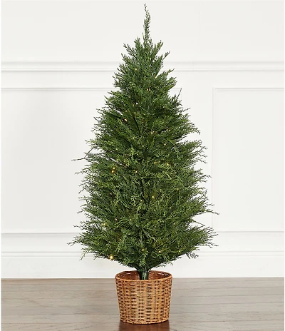 Trimsetter 4-ft. Pre-Lit Cypress Tree In Basket