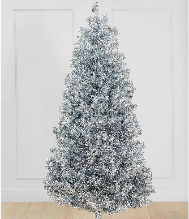 Trimsetter -FT. Pre-Lit Silver Tinsel Christmas Tree