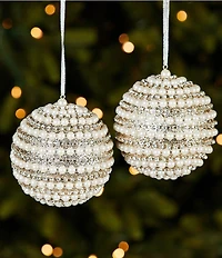 Trimsetter An Elegant Affair Pearl & Rhinestone Ball Ornament, Set Of 2