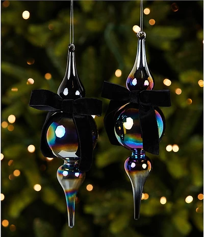 Trimsetter An Elegant Affair Luster Glass Finial Ornament, Set Of 2