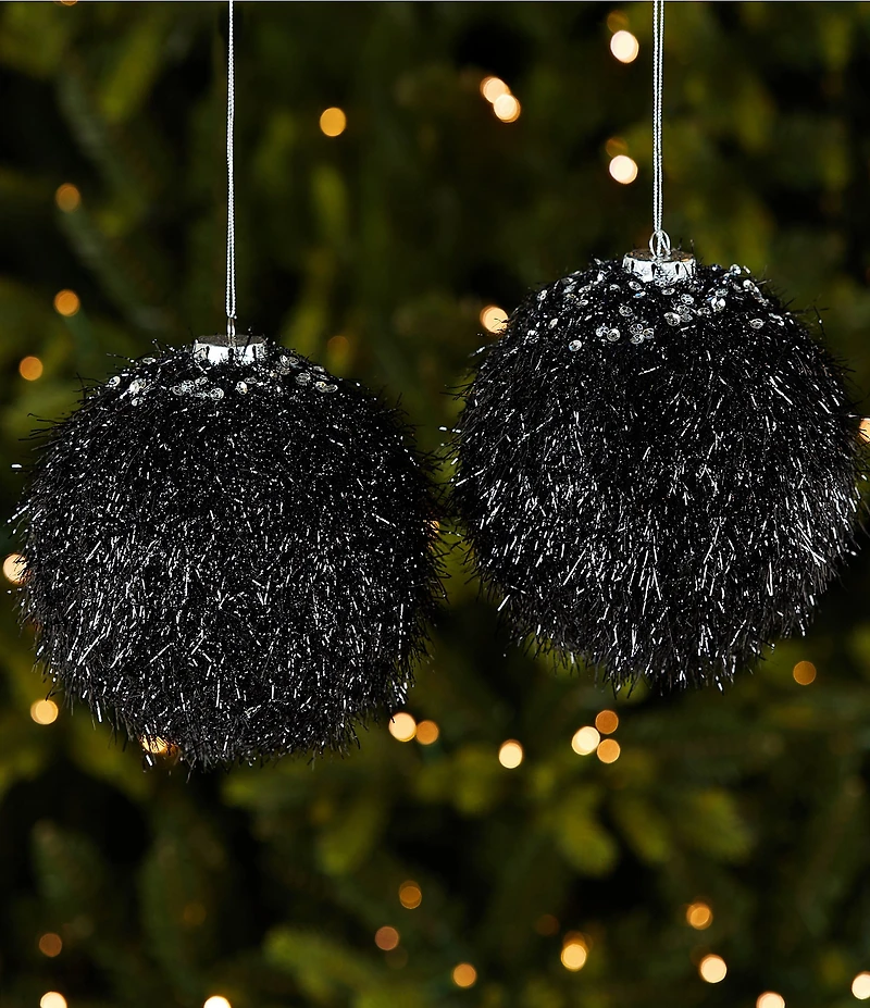 Trimsetter An Elegant Affair Fuzzy Shimmer Ball Ornament, Set Of 2