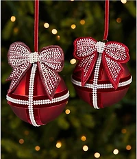 Trimsetter An Elegant Affair Collection Pearl Embellished Bow Glass Ball Ornament, Set Of 2