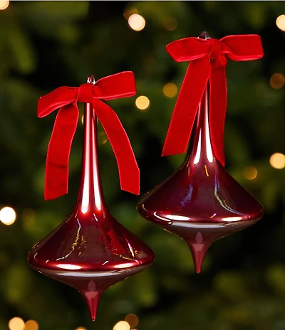 Trimsetter An Elegant Affair Collection Red Luster Top Glass Ornament, Set Of 2