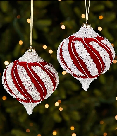 Trimsetter An Elegant Affair Swirl Beaded Shatterproof Ornament, Set Of 2