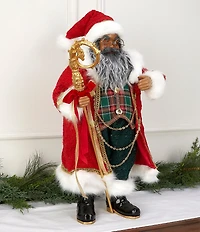 Trimsetter Christmas Magic Collection 24#double; Plaid Vest African American Santa Figurine