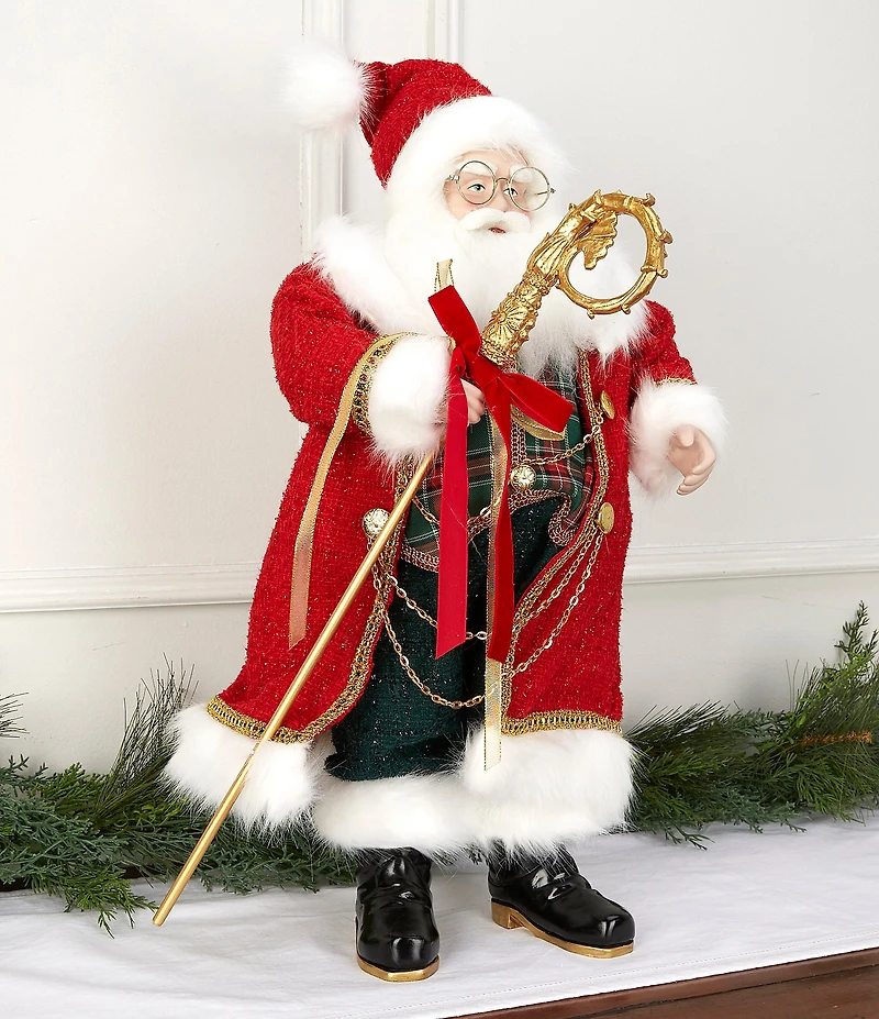 Trimsetter Christmas Magic Collection 24#double; Plaid Vest Santa Figurine
