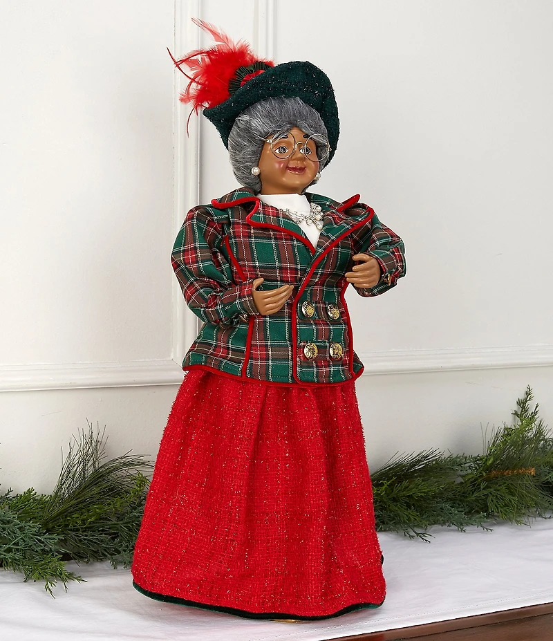 Trimsetter Christmas Magic Collection 27#double; Plaid Jacket African American Mrs. Claus Figurine