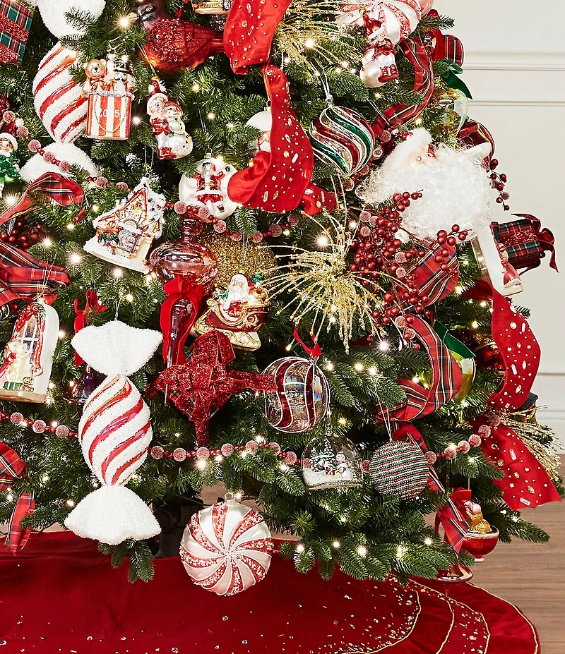 Trimsetter Christmas Magic Collection Beaded Stripe Ball Ornament, Set of 2