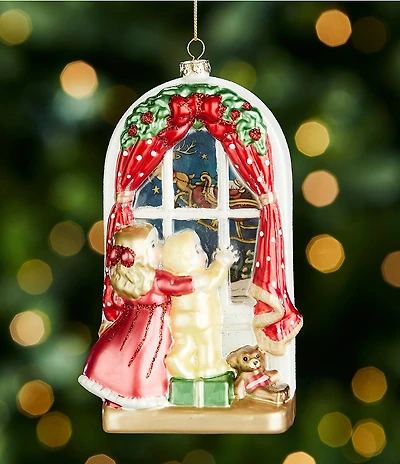 Trimsetter Christmas Magic Collection Children at Window Glass Ornament
