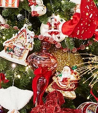 Trimsetter Christmas Magic Collection Large Red Iridescent Finial with Bow Glass Ornament