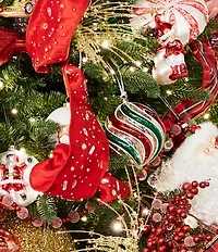 Trimsetter Christmas Magic Collection Red and Green Ribbed Swirl Glass Ball Ornament, Set of 2