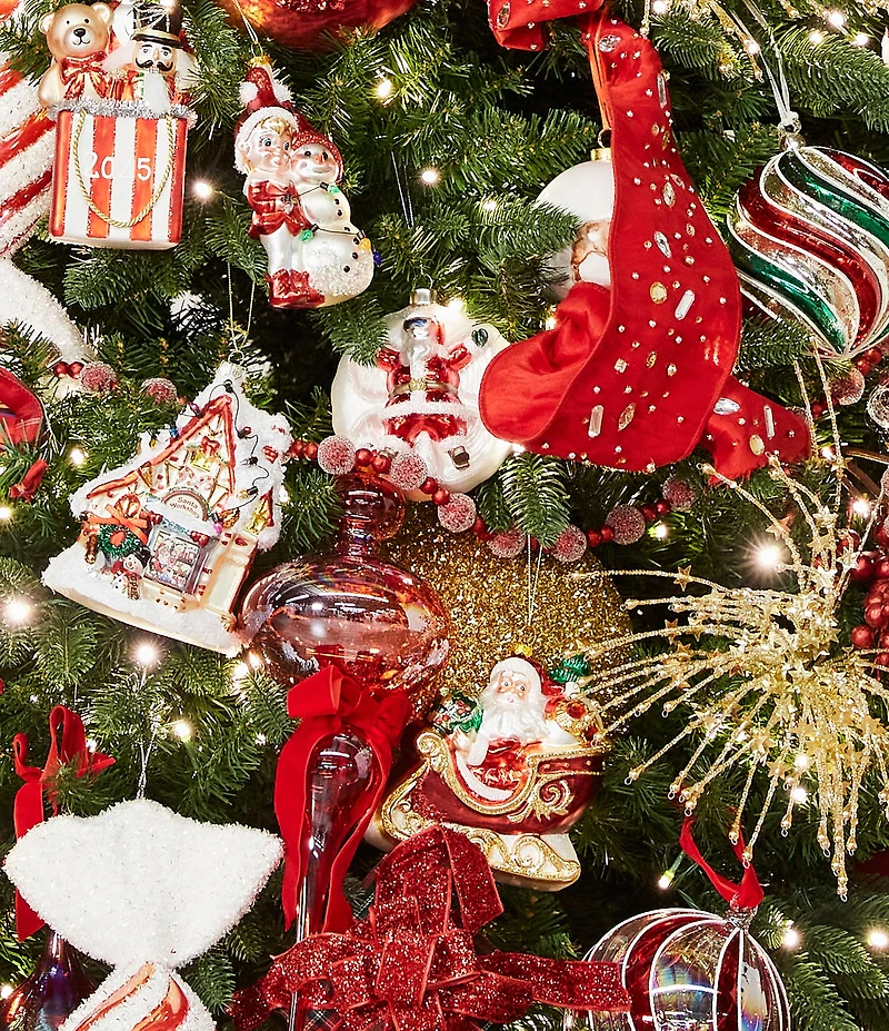 Trimsetter Christmas Magic Collection Santa in Sleigh Glass Ornament