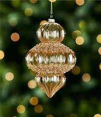 Trimsetter Grandeur Collection Amber Drop Finial Glass Ornament