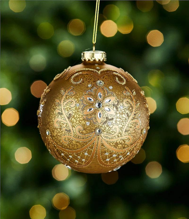 Trimsetter Grandeur Collection Beaded Mercury Glass Ball Ornament