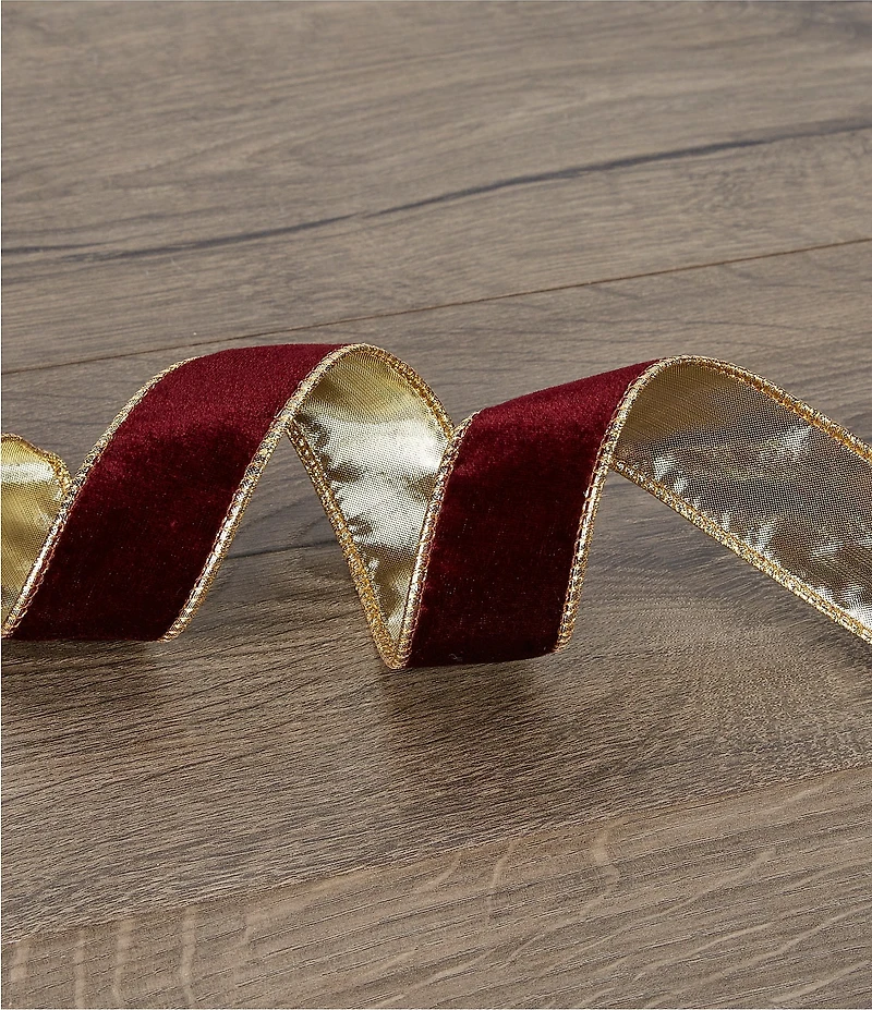 Trimsetter Grandeur Collection Collection 4#double; Burgundy Velvet Reversible Decorative Ribbon