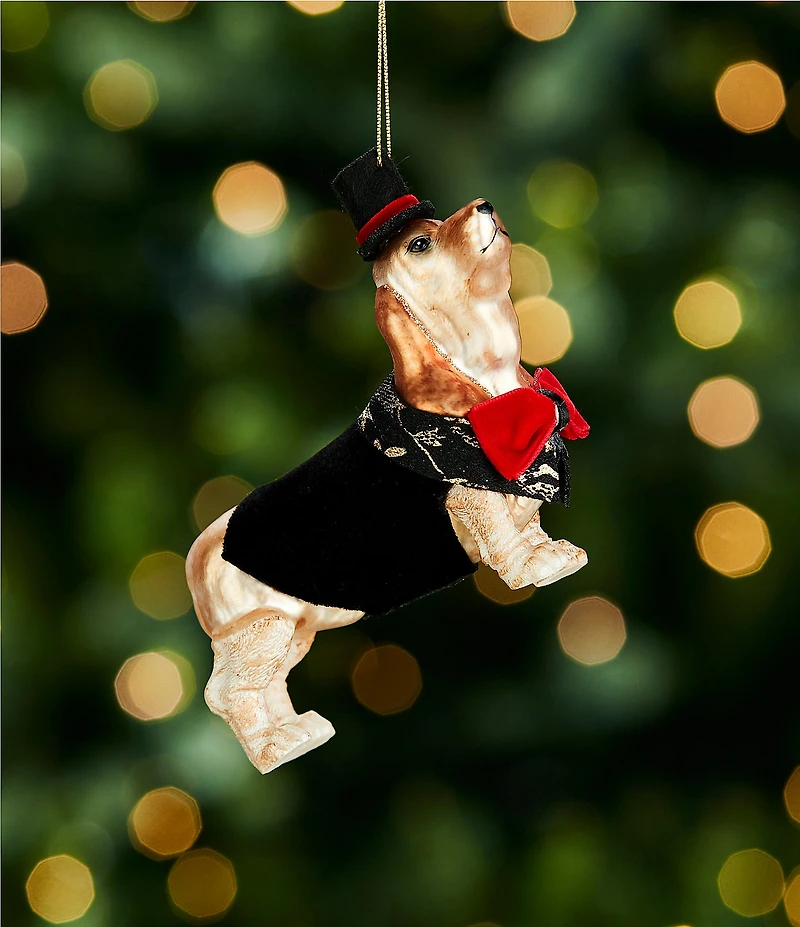 Trimsetter Grandeur Collection Dapper Basset Hound Glass Ornament