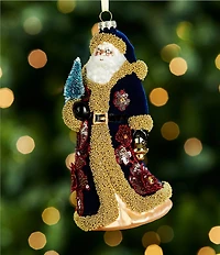Trimsetter Grandeur Collection Embellished Santa with Tree Glass Ornament
