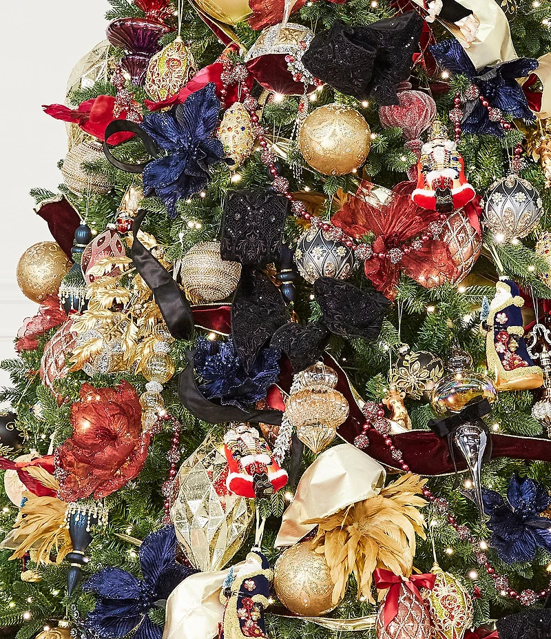 Trimsetter Grandeur Collection Glitter Leaf Glass Ball Ornament, Set of 2