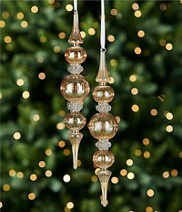 Trimsetter Grandeur Collection Iridescent Amber Finial Glass Ornament, Set of 2