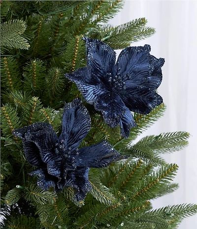 Trimsetter Grandeur Collection Navy Fabric Flower Pick, Set of 2