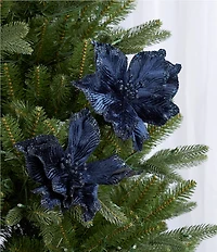 Trimsetter Grandeur Collection Navy Fabric Flower Pick, Set of 2