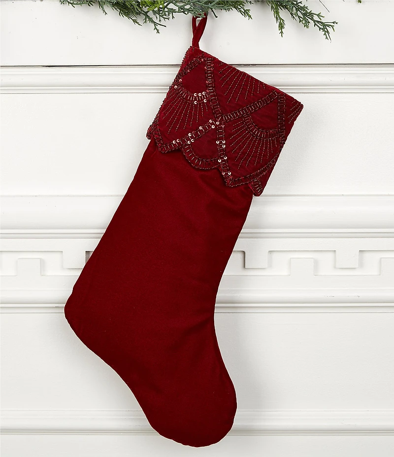 Trimsetter Grandeur Collection Velvet Embellished Stocking