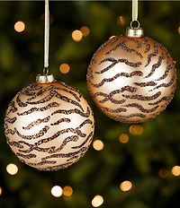 Trimsetter Luxe Lodge Collection Animal Print Glass Ball Ornament, Set Of 2
