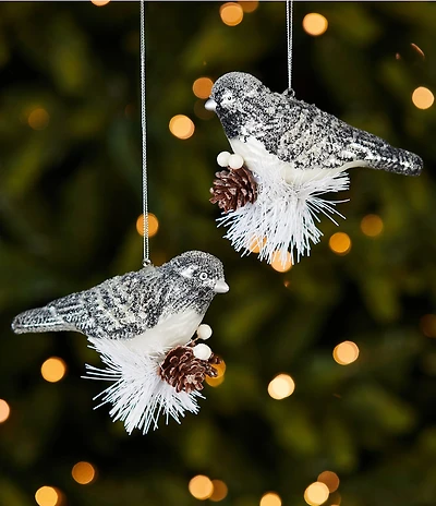 Trimsetter Luxe Lodge Collection Embellished Glass Bird Ornament, Set Of 2