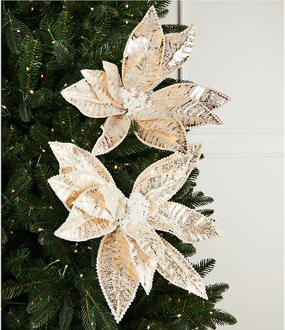Trimsetter Luxe Lodge Collection Glitter Poinsettia Pick, Set Of 2