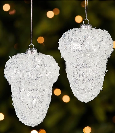 Trimsetter Luxe Lodge Jeweled Acorn Glitter Glass Ornament, Set Of 2