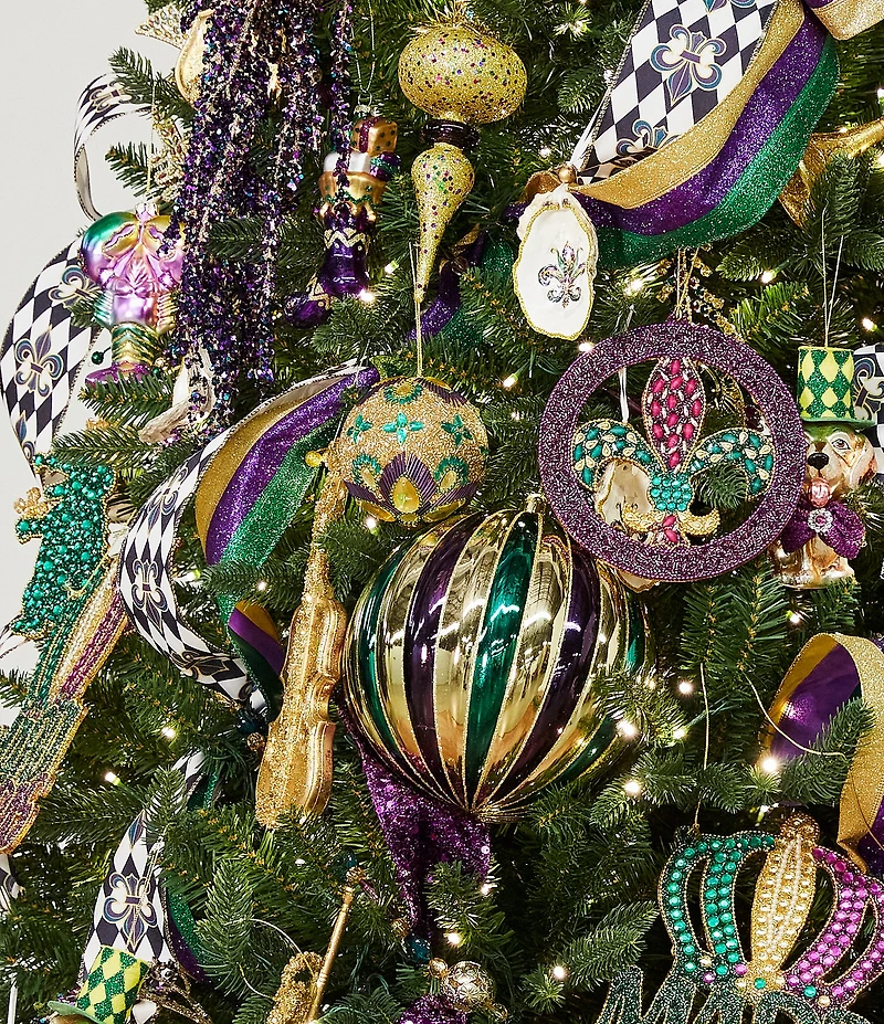 Trimsetter Mardi Gras Collection Fan Beaded Ball Ornament, Set of 2